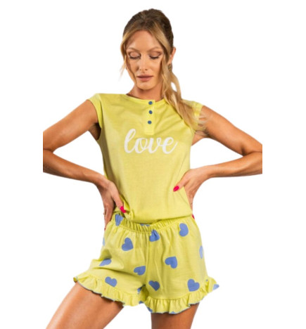 Piżama damska na ramiączkach z falbankami Maya limonka M rozmiar: M  kolor: Limonkowy