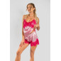 Piżama damska satynowa na ramiączkach Azaria różowa XL