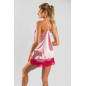 Piżama damska satynowa na ramiączkach Azaria różowa XL