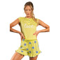 Piżama damska na ramiączkach z falbankami Maya limonka S