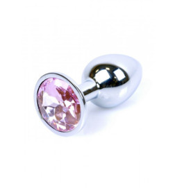 Metalowy korek plug analny z kryształkiem różowym