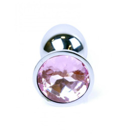 Metalowy korek plug analny z kryształkiem różowym