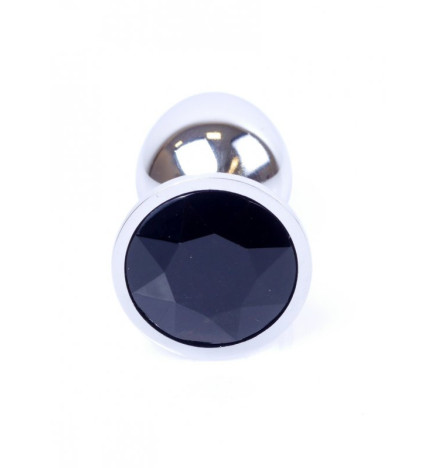 Metalowy korek plug analny z kryształkiem czarnym