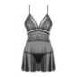 Seksowna sukienka babydoll i stringi Obsessive 838-BAB-1 czarna XXL