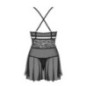 Seksowna sukienka babydoll i stringi Obsessive 838-BAB-1 czarna L/XL