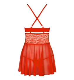 Seksowna sukienka babydoll i stringi Obsessive 838-BAB-3 czerwona XXL