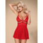 Seksowna sukienka babydoll i stringi Obsessive 838-BAB-3 czerwona L/XL
